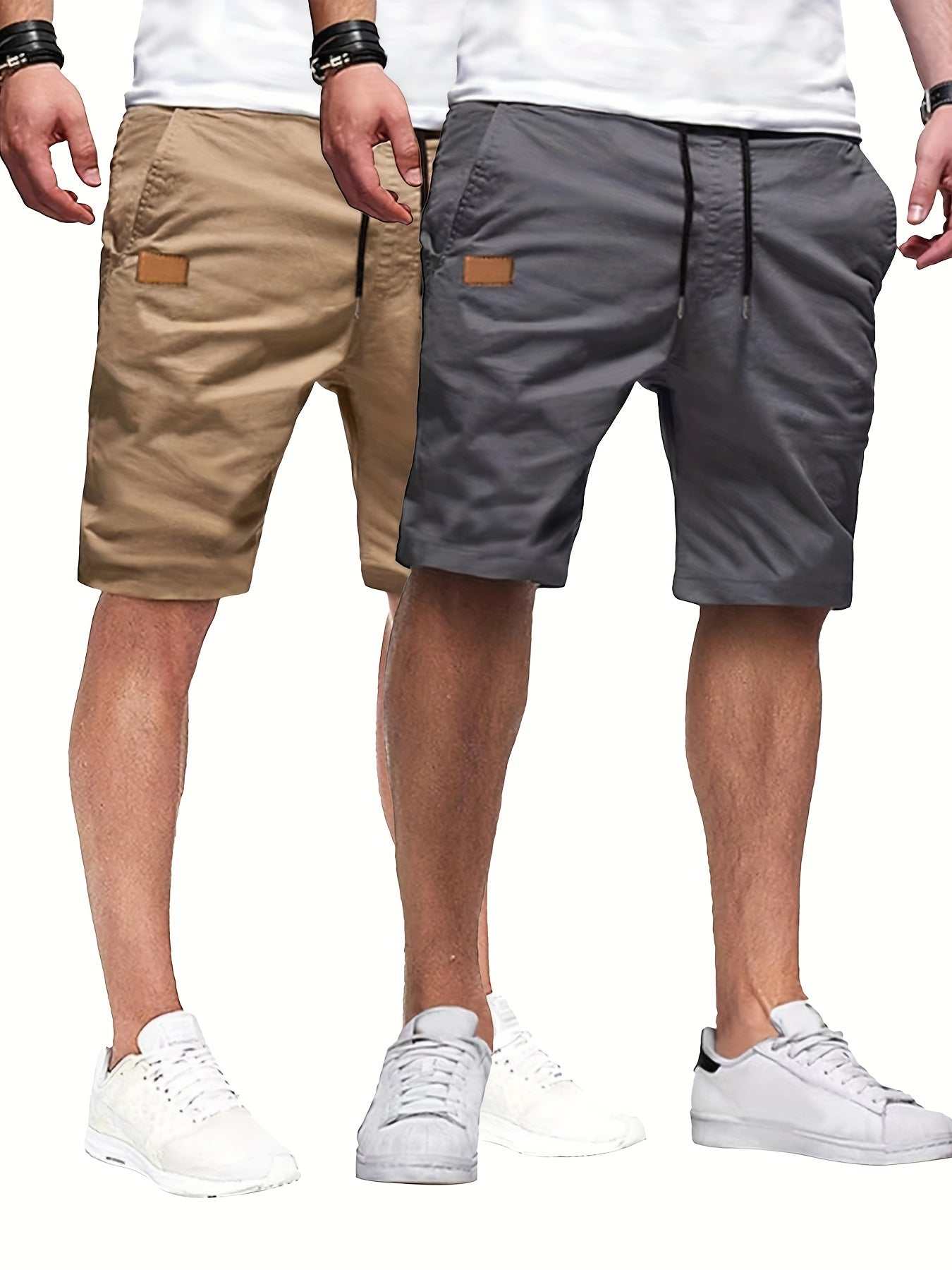 2pcs Mens Relaxed Fit Casual Cargo Shorts - Drawstring Waist, Slight Stretch, Solid Color, Woven Fabric, Hand Washable - PerfectExpress Global Mart  customizedMaterial:Woven FabricComposition:100% PolyesterDetails:DrawstringPattern:Solid colorSheer:NoFabric:Slight StretchType:ShortsOperation Instruction:Hand wash or profes2pcs Mens Relaxed Fit Casual Cargo Shorts - Drawstring Waist, Slight Sb0d141-b8