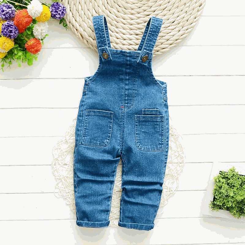 Toddler denim jeans jumpsuit by IENENS, premium cotton-polyester blend, stylish and comfortable design for boys.