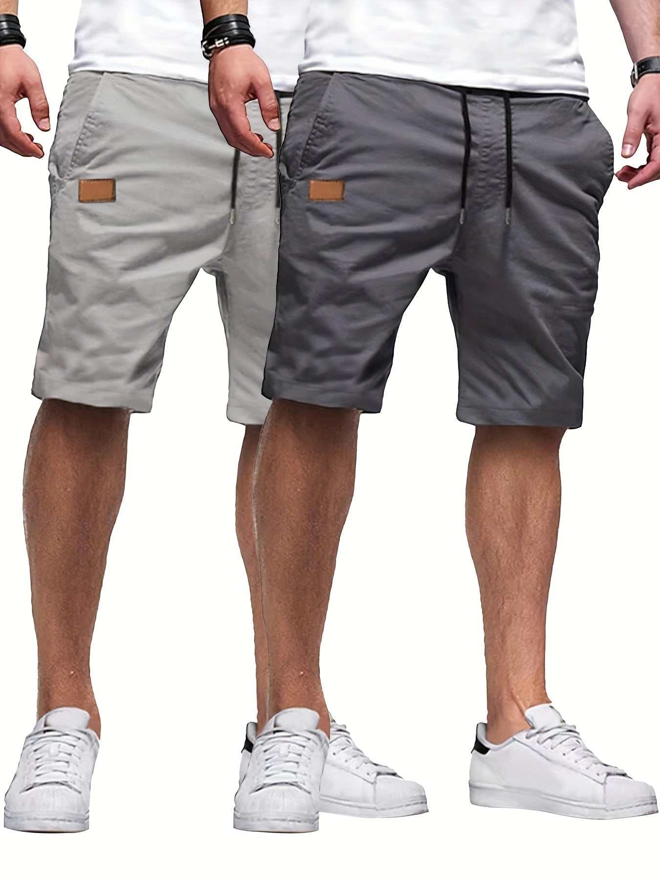 2pcs Mens Relaxed Fit Casual Cargo Shorts - Drawstring Waist, Slight Stretch, Solid Color, Woven Fabric, Hand Washable - PerfectExpress Global Mart  customizedMaterial:Woven FabricComposition:100% PolyesterDetails:DrawstringPattern:Solid colorSheer:NoFabric:Slight StretchType:ShortsOperation Instruction:Hand wash or profes2pcs Mens Relaxed Fit Casual Cargo Shorts - Drawstring Waist, Slight Sb0d141-b8