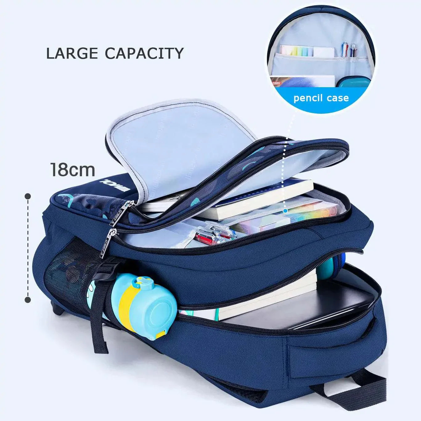 Teenager School Bag with large capacity, featuring multiple compartments and stylish design for boys.