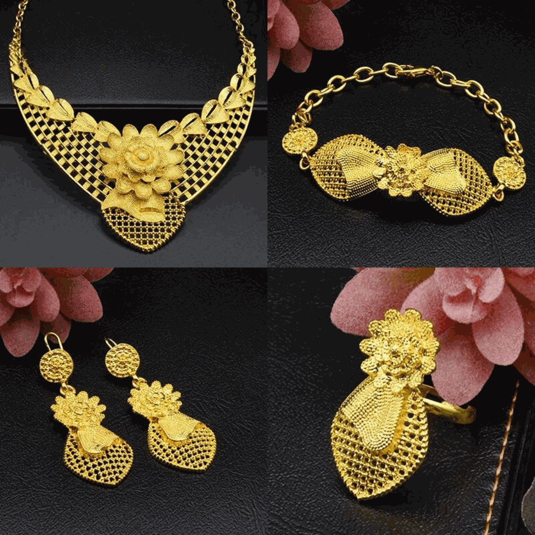 Dubai Golden Jewelry SetExpress Global Mart  wedding_engagement_jewelryProduct Description
Indulge in the elegance and sophistication of the Dubai Golden Jewelry Set. Designed for the modern bride, this exquisite set features a stunningDubai Golden Jewelry SetCartifind