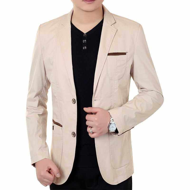 Men's business casual thin suit jacket in beige for young and middle-aged adults.