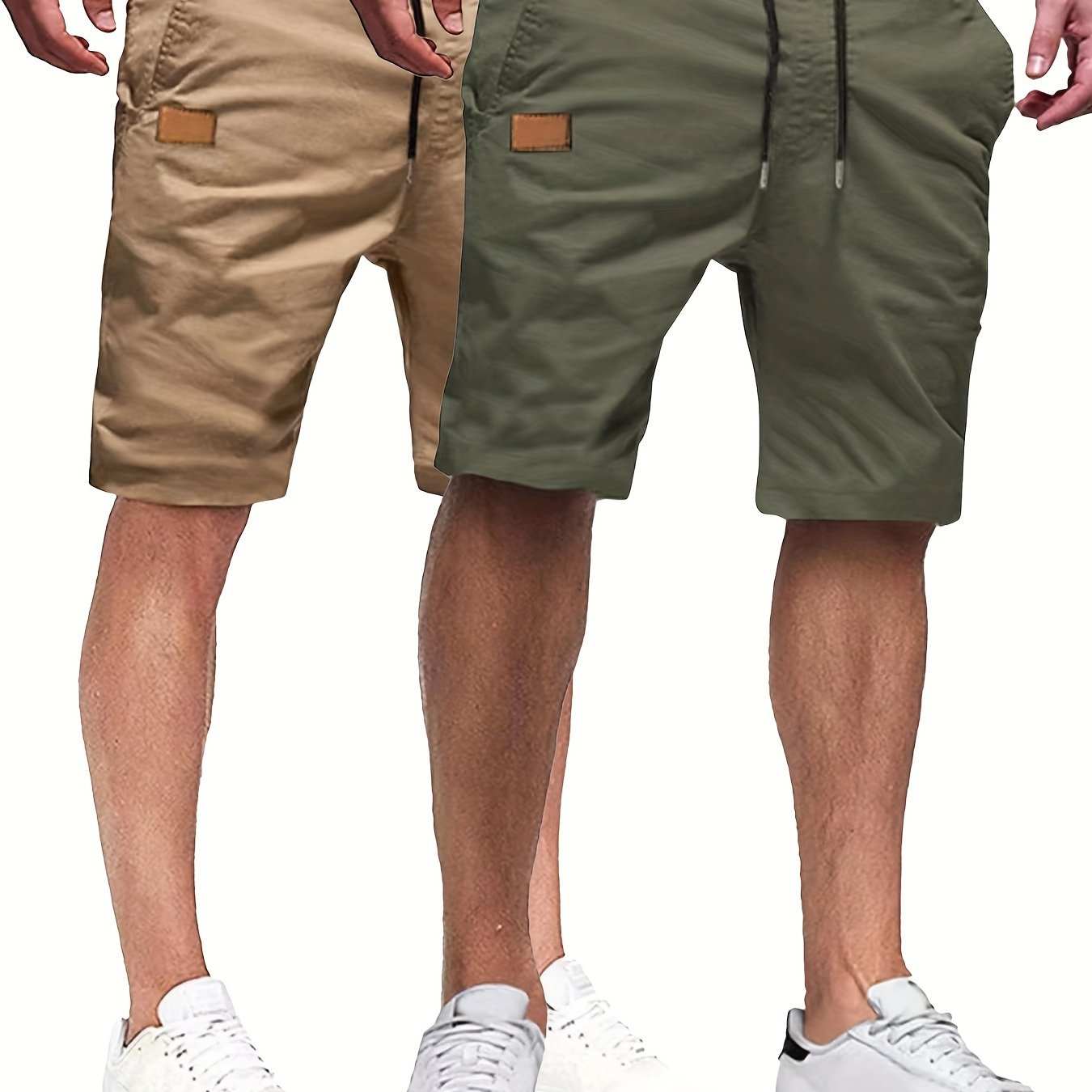 2pcs Mens Relaxed Fit Casual Cargo Shorts - Drawstring Waist, Slight Stretch, Solid Color, Woven Fabric, Hand Washable - PerfectExpress Global Mart  customizedMaterial:Woven FabricComposition:100% PolyesterDetails:DrawstringPattern:Solid colorSheer:NoFabric:Slight StretchType:ShortsOperation Instruction:Hand wash or profes2pcs Mens Relaxed Fit Casual Cargo Shorts - Drawstring Waist, Slight Sb0d141-b8