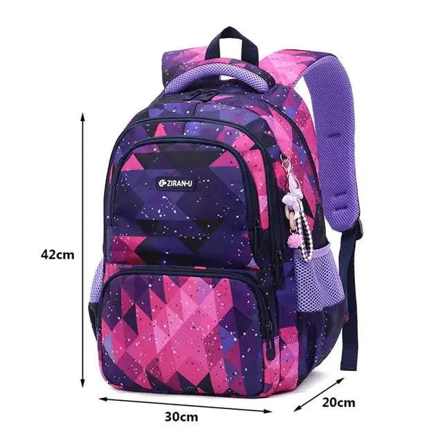 Teenager School Bag with trendy candy orthopedic design, spacious compartments, and vibrant pink pattern. Ideal for school and travel.