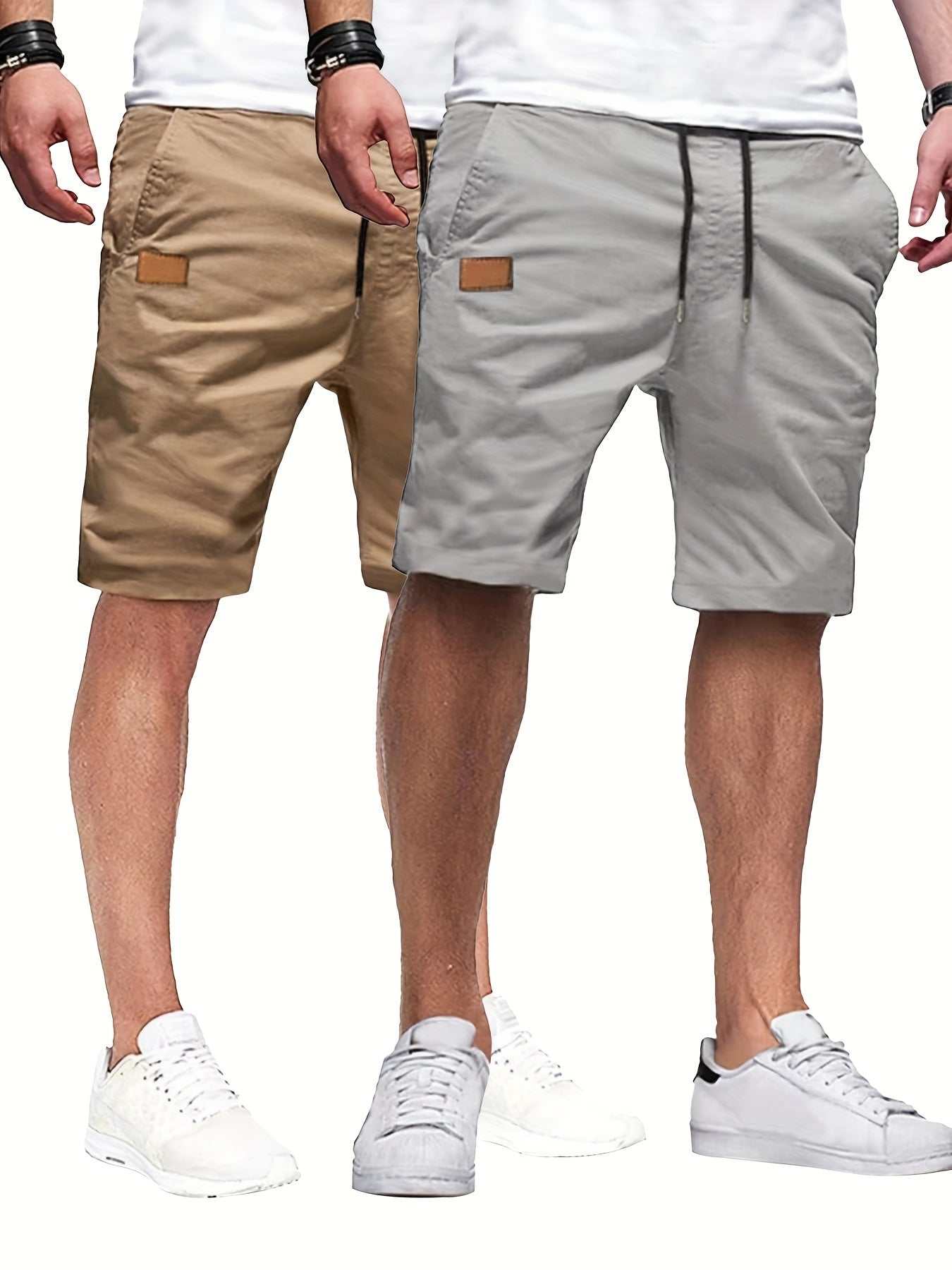 2pcs Mens Relaxed Fit Casual Cargo Shorts - Drawstring Waist, Slight Stretch, Solid Color, Woven Fabric, Hand Washable - PerfectExpress Global Mart  customizedMaterial:Woven FabricComposition:100% PolyesterDetails:DrawstringPattern:Solid colorSheer:NoFabric:Slight StretchType:ShortsOperation Instruction:Hand wash or profes2pcs Mens Relaxed Fit Casual Cargo Shorts - Drawstring Waist, Slight Sb0d141-b8