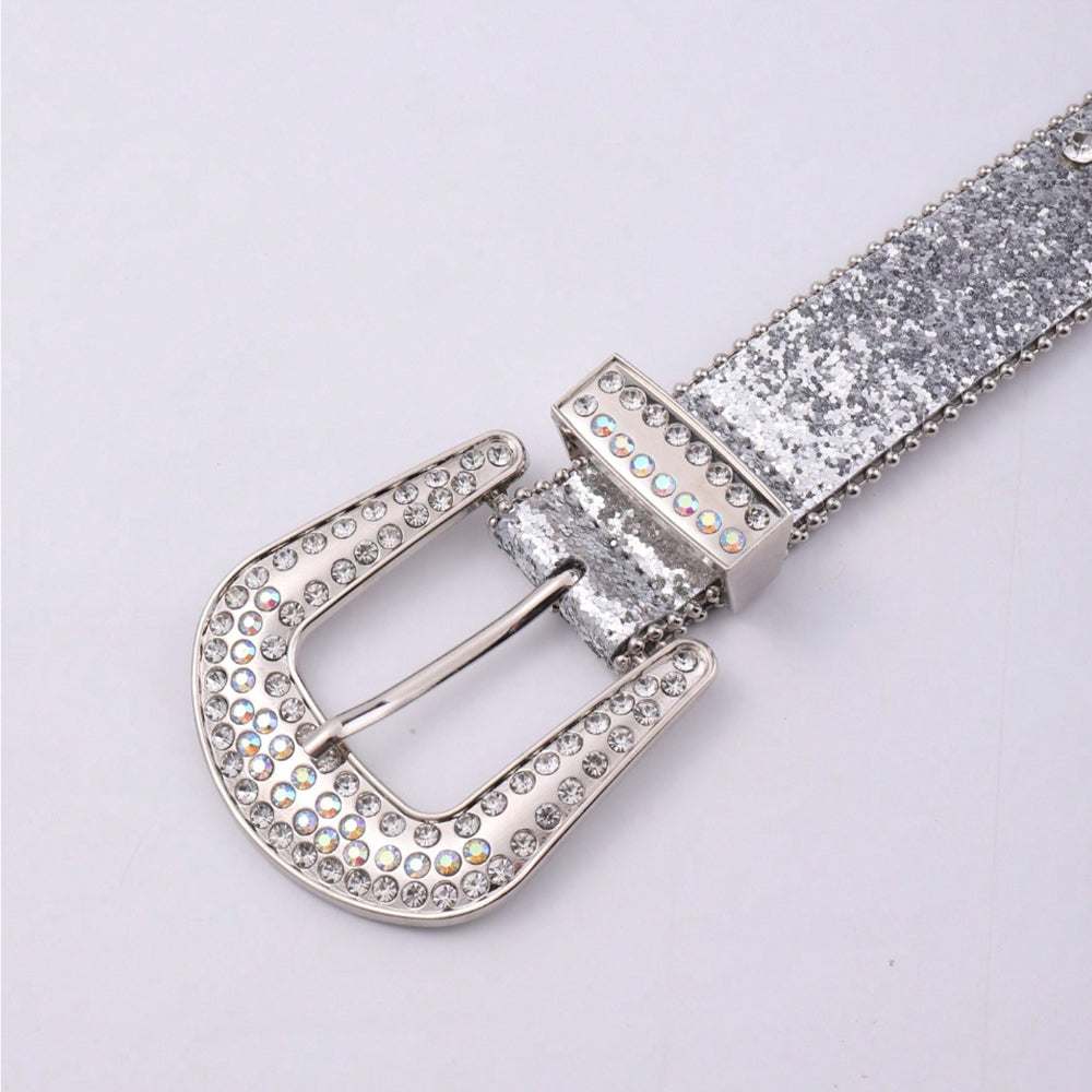 PU Leather Rhinestone BeltExpress Global Mart  Pieces: 1-piece
Material: PU
Imported
Product measurements:
S: Length 31.5 in, M: Length 35.4 in, L: Length 39.4 inWidth 1.5PU Leather Rhinestone BeltTrendsi