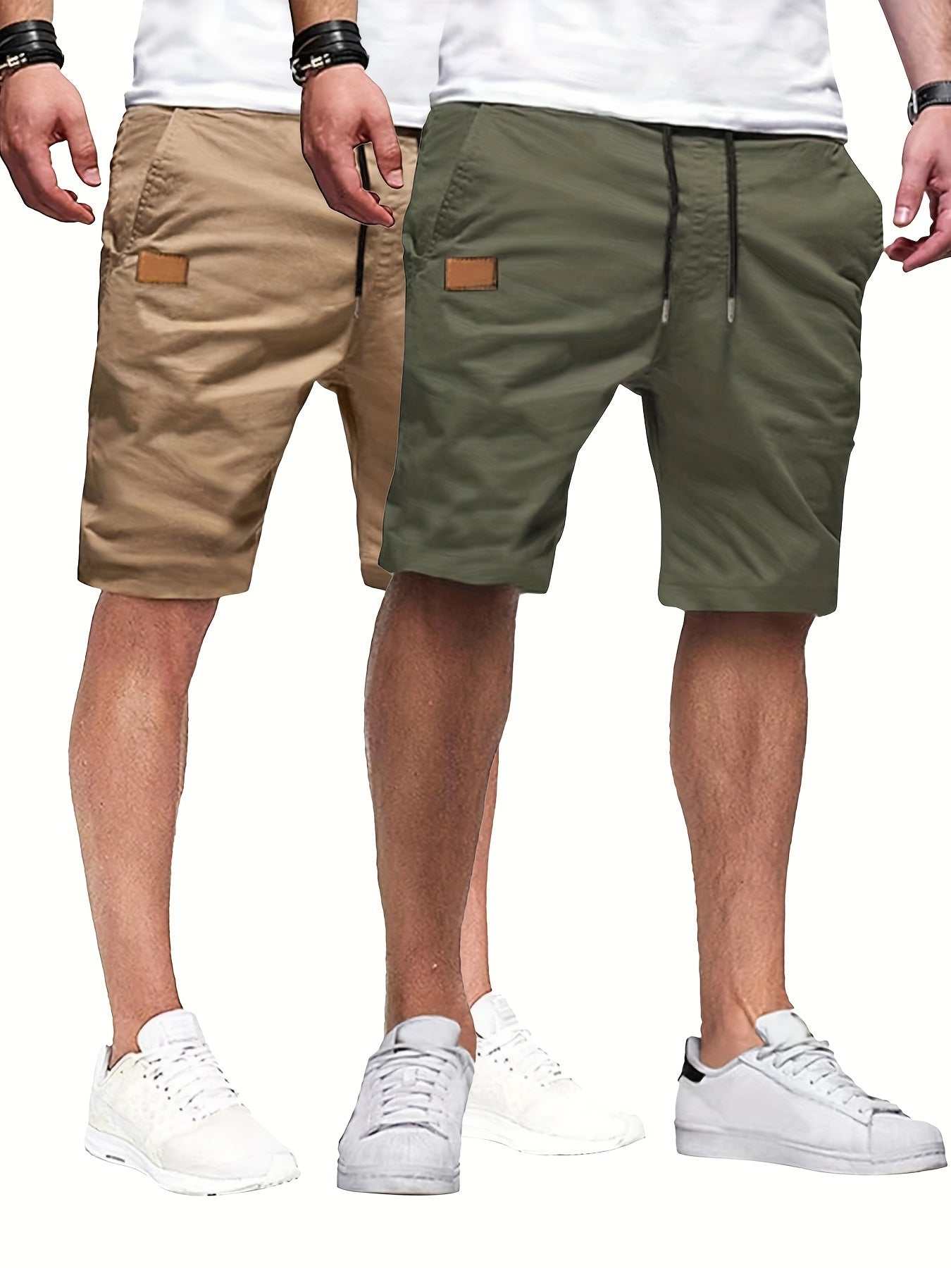 2pcs Mens Relaxed Fit Casual Cargo Shorts - Drawstring Waist, Slight Stretch, Solid Color, Woven Fabric, Hand Washable - PerfectExpress Global Mart  customizedMaterial:Woven FabricComposition:100% PolyesterDetails:DrawstringPattern:Solid colorSheer:NoFabric:Slight StretchType:ShortsOperation Instruction:Hand wash or profes2pcs Mens Relaxed Fit Casual Cargo Shorts - Drawstring Waist, Slight Sb0d141-b8