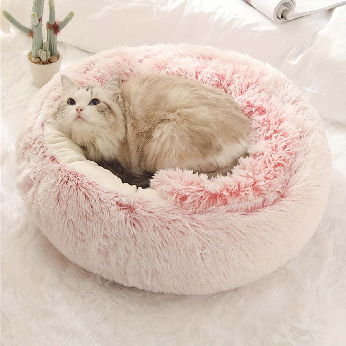 Calming Dog Beds & Cat Cave BedExpress Global Mart  customizedMajor Material:Faux FurItem ID:YC61842Calming Dog Beds & Cat Cave Bed With Hooded Cover, Washable Round Bedsb0d141-b8