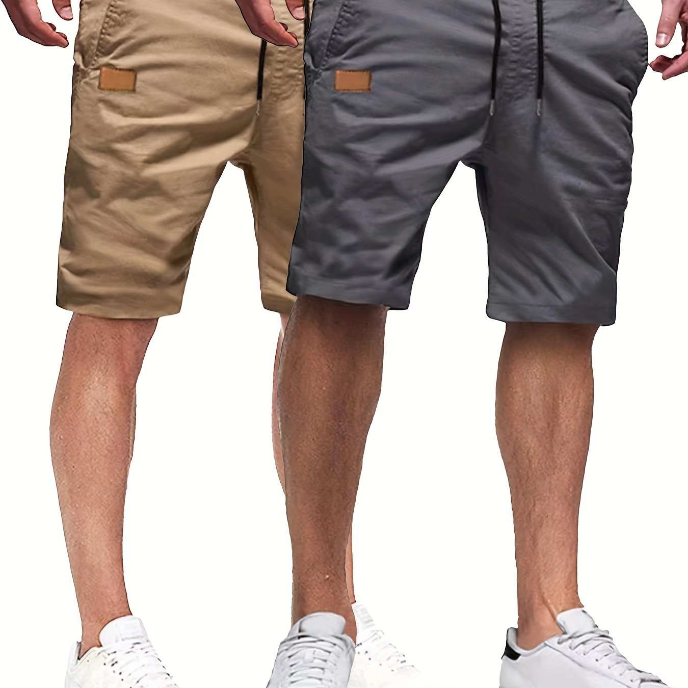 2pcs Mens Relaxed Fit Casual Cargo Shorts - Drawstring Waist, Slight Stretch, Solid Color, Woven Fabric, Hand Washable - PerfectExpress Global Mart  customizedMaterial:Woven FabricComposition:100% PolyesterDetails:DrawstringPattern:Solid colorSheer:NoFabric:Slight StretchType:ShortsOperation Instruction:Hand wash or profes2pcs Mens Relaxed Fit Casual Cargo Shorts - Drawstring Waist, Slight Sb0d141-b8