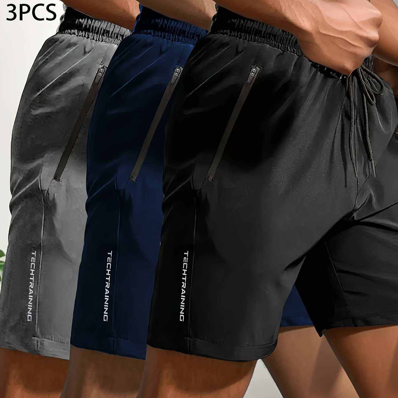 -pack comfort fit shorts - quick-drying breathable sweat-wicking stretchy fitness cycling outdoor hiking swimming running shortsExpress Global Mart  customizedMaterial:PolyesterComposition:100% PolyesterDetails:ZipperPattern:AlphabetsSheer:NoFabric:Non-StretchType:ShortsOperation Instruction:Machine wash, do not dry cleanSThree-Pack Comfort Fit Shorts - Quick-Drying, Breathable, Sweat-WickinCartifind