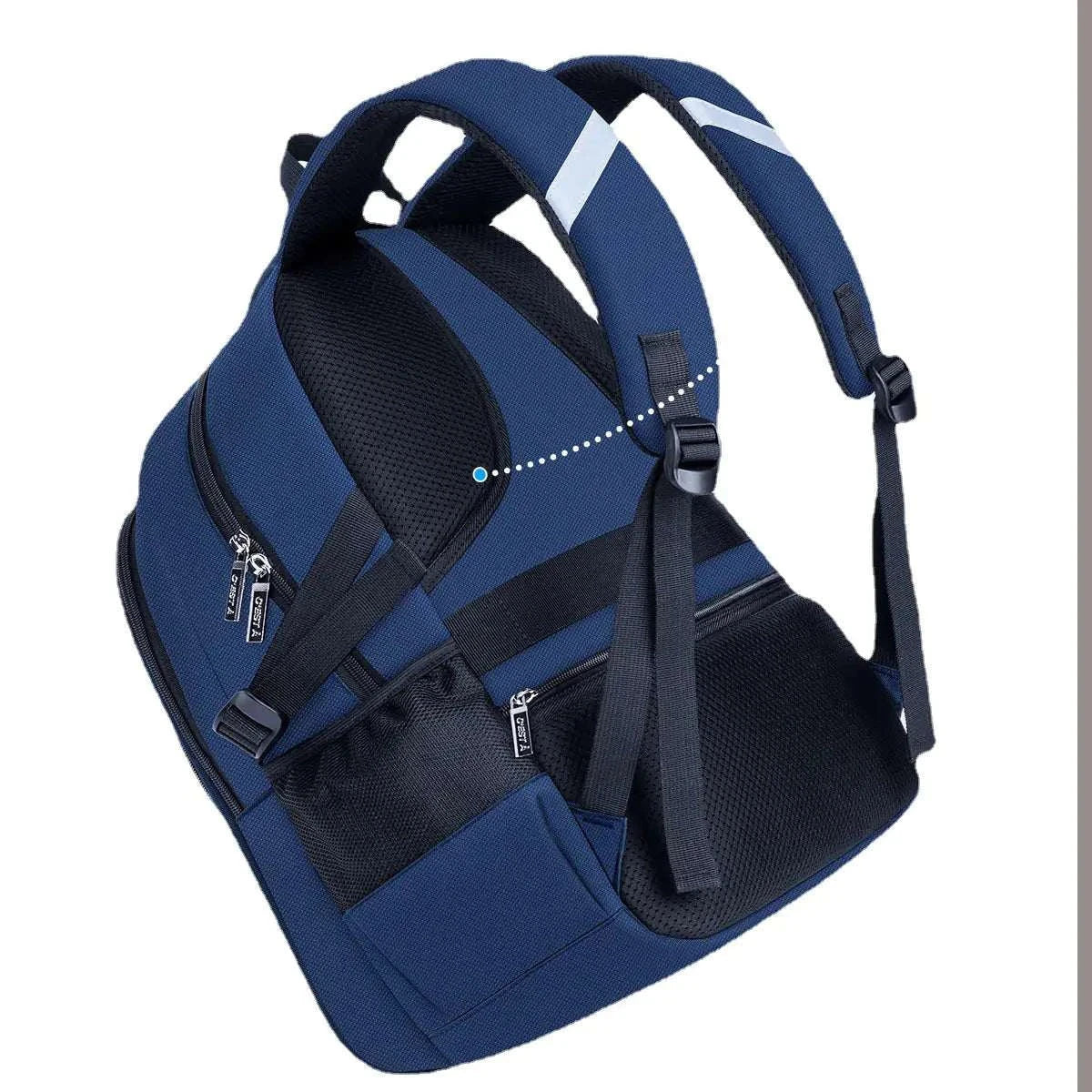 Teenager School Bag in blue with orthopedic design, spacious compartments, and sturdy Oxford fabric for back comfort and style.