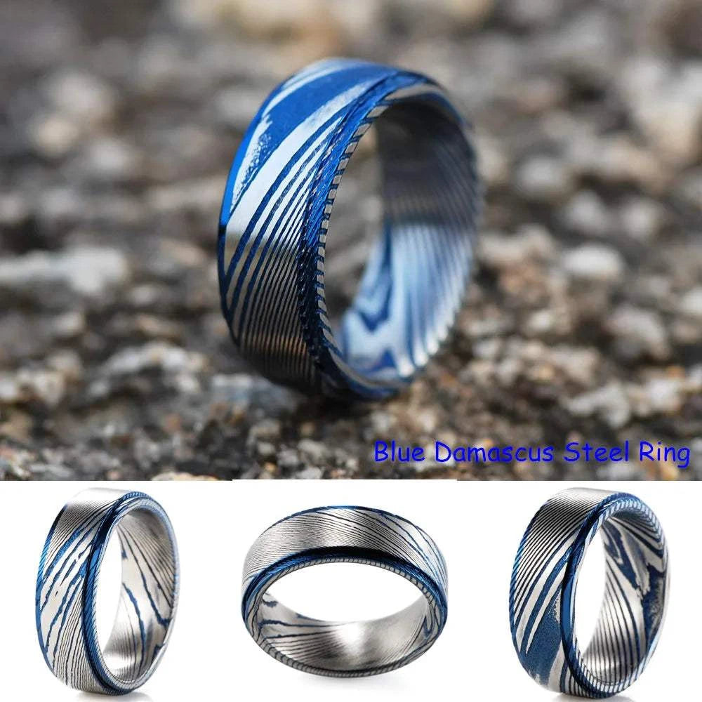 Blue Plated Damascus Steel Wedding BandExpress Global Mart  wedding_engagement_jewelrySurface Width:8mmRings Type:Wedding BandsShape\pattern:RoundStyle:ClassicOccasion:WEDDINGMaterial:MetalMetals Type:NoneGender:MenOrigin:Mainland ChinaCN:GuangdongIteBlue Plated Damascus Steel Wedding Band for Men and WomenExpress Global Mart