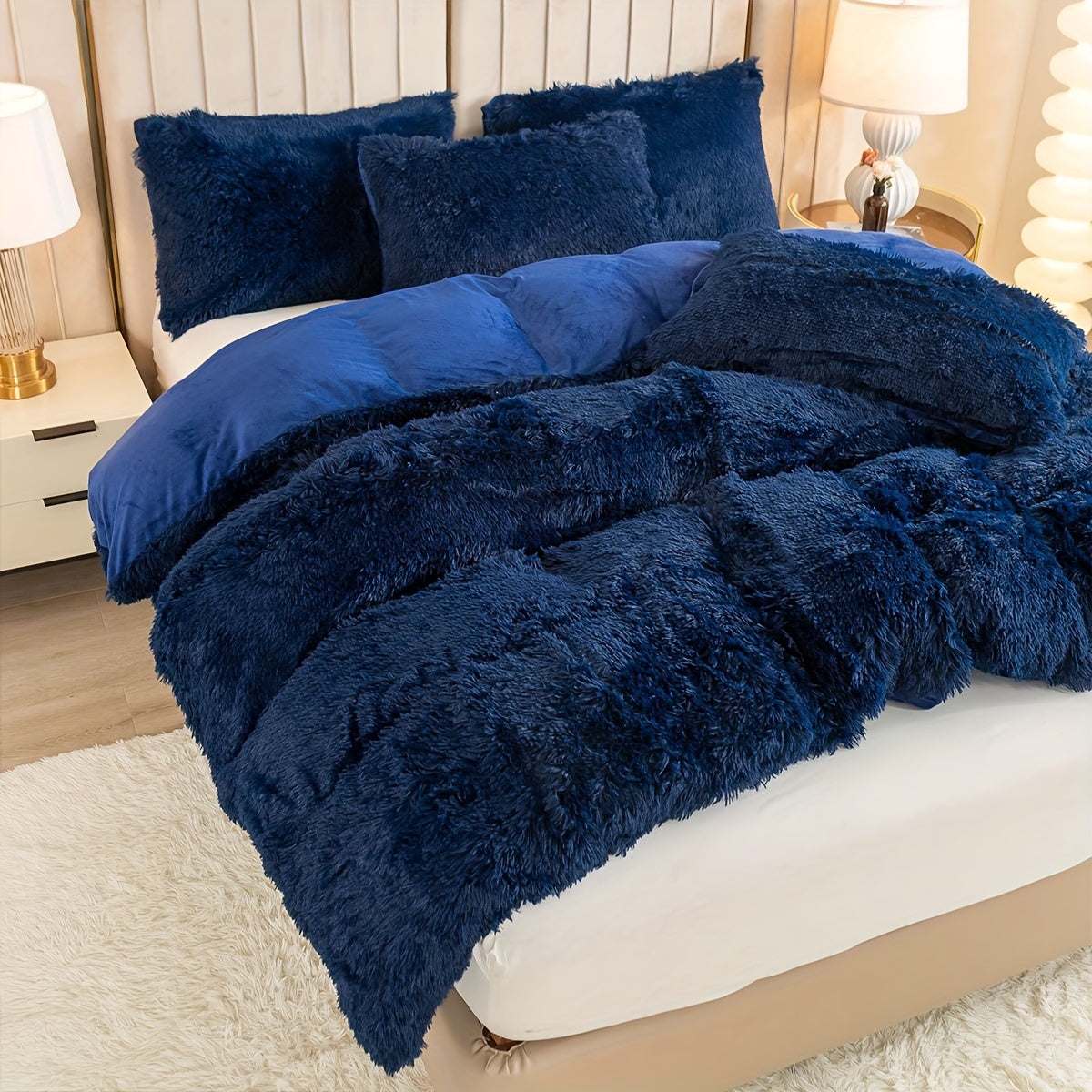 Multicolor Plush Duvet Cover SetExpress Global Mart  customizedProduct Description
Enhance your bedroom with the Multicolor Plush Duvet Cover Set, a luxurious addition that combines comfort and style seamlessly. Crafted from 100Multicolor Plush Duvet Cover SetCartifind