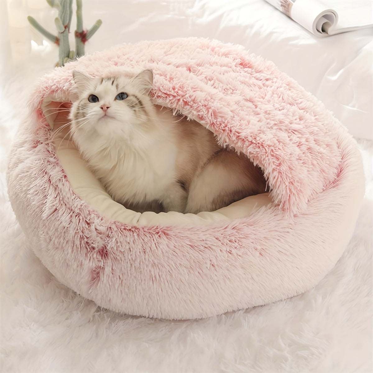 Calming Dog Beds & Cat Cave BedExpress Global Mart  customizedMajor Material:Faux FurItem ID:YC61842Calming Dog Beds & Cat Cave Bed With Hooded Cover, Washable Round Bedsb0d141-b8