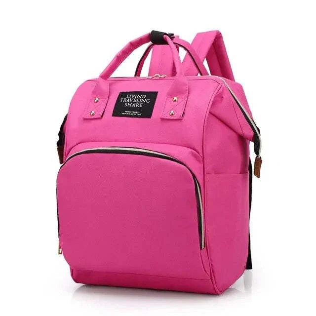 Fashion Maternity Nappy Bag in pink with multiple compartments and durable design.