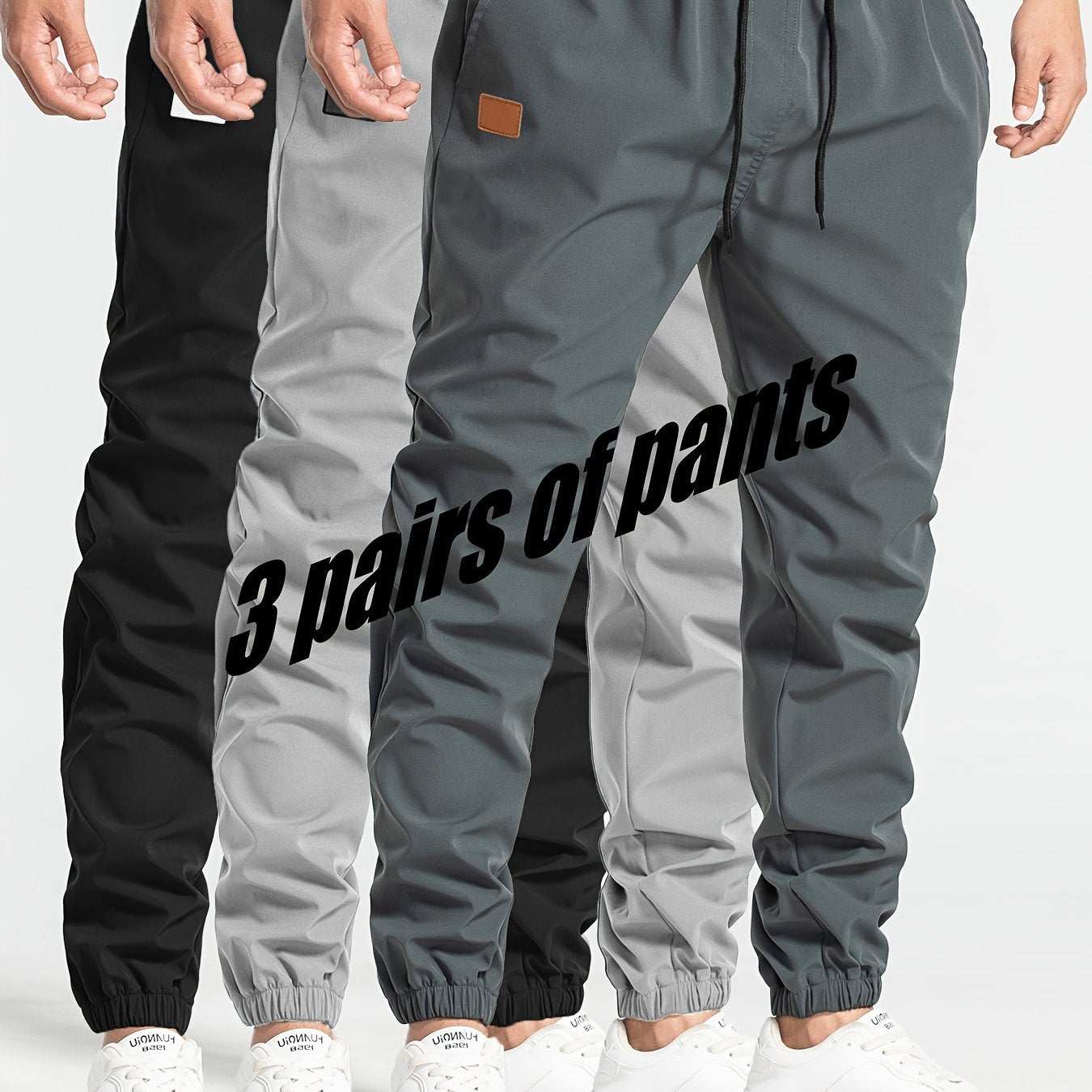 Drawstring Waist, Multiple Pockets,Express Global Mart  customizedMaterial:PolyesterDetails:PocketPattern:Solid colorSheer:NoFabric:Non-StretchOperation Instruction:Machine wash or professional dry cleanFit Type:LooseComposition:103pcs Comfortable Men's Solid Color Joggers - Sweatpants with DrawstrinCartifind