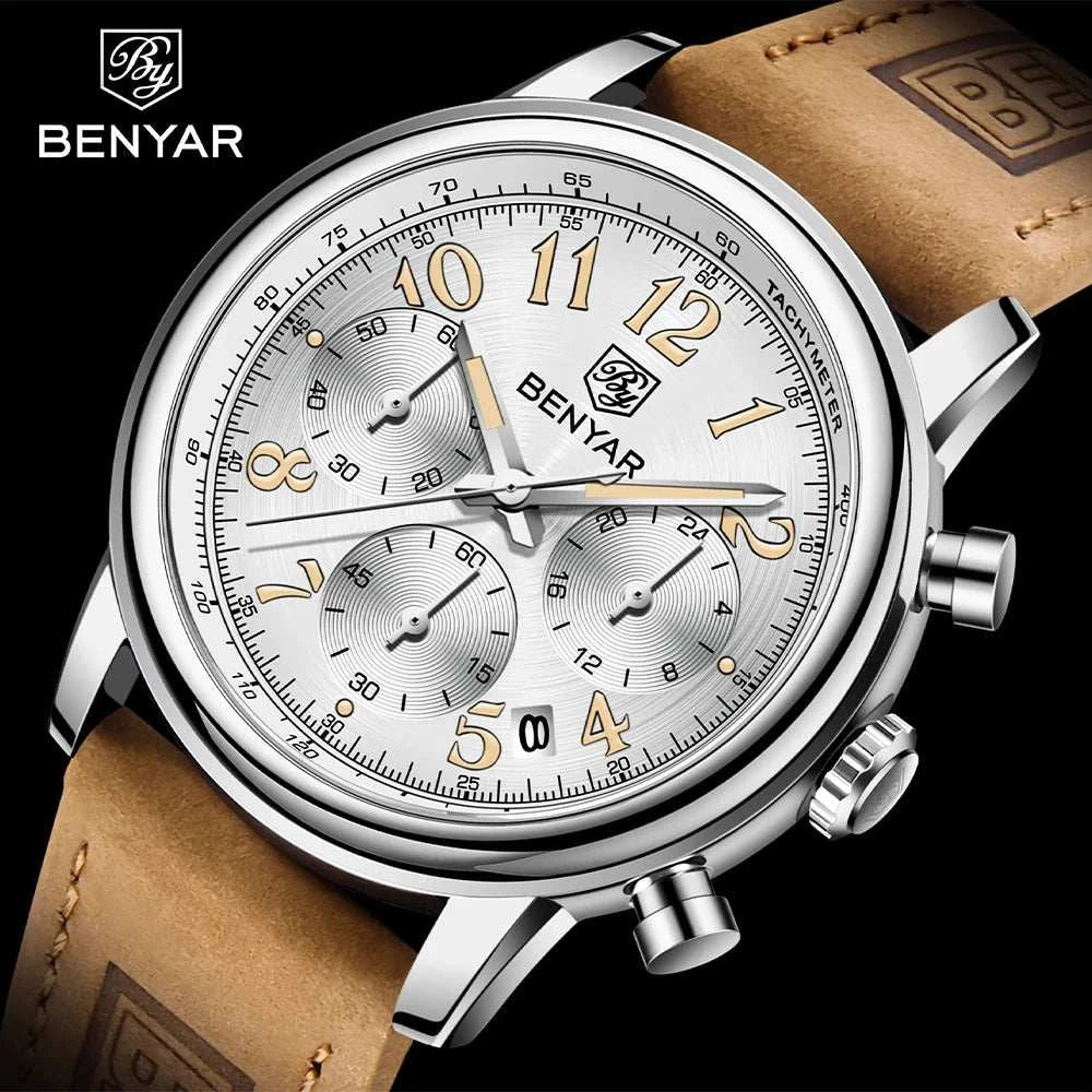 BENYAR 42MM Military Watches Waterproof Sports WatchExpress Global Mart  men_watchesCase Thickness:14mmBand Width:22mmBand Material Type:leatherCase Shape:RoundDial Window Material Type:HardlexBoxes &amp; Cases Material:PaperModel Number:BY-5190DialBENYAR 42MM Military Watches Waterproof Sports Watch for MenExpress Global Mart