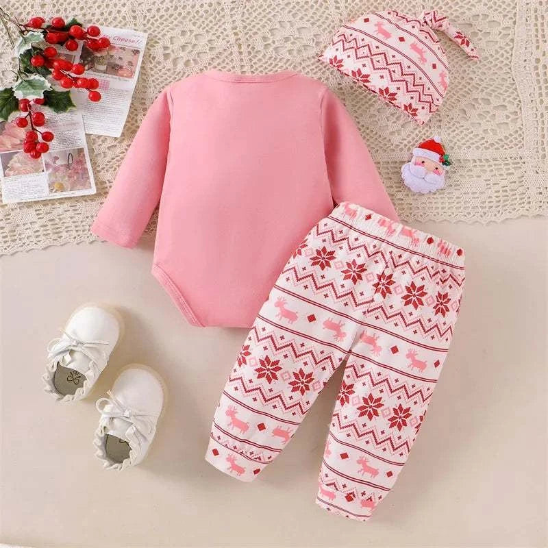 Baby Girls Christmas Outfit Santa Print Long Sleeves RomperExpress Global Mart  customizedHign-concerned Chemical:NoneFit:Fits true to size, take your normal sizeOuterwear Type:coatModel Number:baby girls clothes setMaterial Composition:PolyesterSleeve StBaby Girls Christmas Outfit Santa Print Long Sleeves Romper and Snowflb0d141-b8