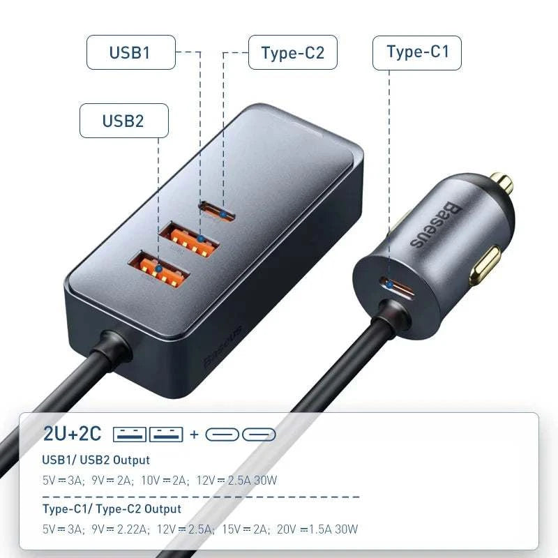 Baseus 120W PD Car Charger Fast ChargingExpress Global Mart  phone_accessoriesApplied Fast Charge Protocols:Samsung Adaptive Fast Charge,Huawei FCP,USB PD,Qualcomm Quick ChargeGaN:NoMax. Output Power:120WType:Car ChargerModel Number:Baseus CarBaseus 120W PD Car Charger Fast Charging for All DevicesExpress Global Mart