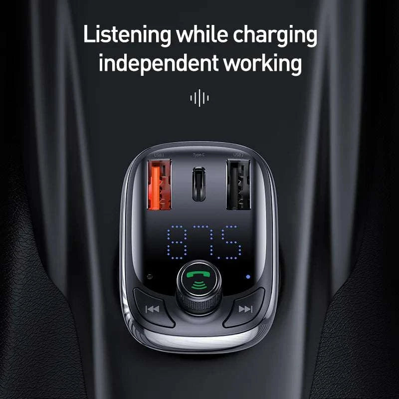 Baseus Bluetooth 50 Car KitExpress Global Mart  car_electronicMaterial Type:Plastic &amp; ABSItem Weight:50gItem Size:7.1*4.8*3.6cmModel Name:T-typed Bluetooth MP3 Charger With FM TransmitterOut Power:DV12-24/3.4ASpecial FeaturBaseus Bluetooth 50 Car Kit with Fast Charging  FM ModulatorExpress Global Mart