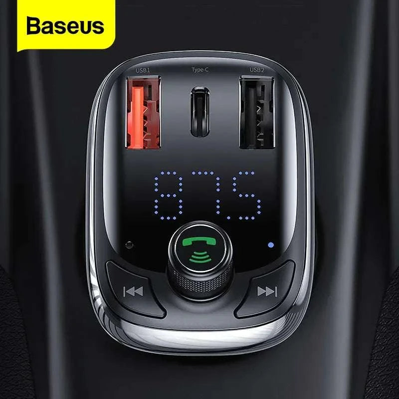 Baseus Bluetooth 50 Car KitExpress Global Mart  car_electronicMaterial Type:Plastic &amp; ABSItem Weight:50gItem Size:7.1*4.8*3.6cmModel Name:T-typed Bluetooth MP3 Charger With FM TransmitterOut Power:DV12-24/3.4ASpecial FeaturBaseus Bluetooth 50 Car Kit with Fast Charging  FM ModulatorExpress Global Mart