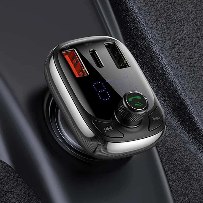 Baseus Bluetooth 50 Car KitExpress Global Mart  car_electronicMaterial Type:Plastic &amp; ABSItem Weight:50gItem Size:7.1*4.8*3.6cmModel Name:T-typed Bluetooth MP3 Charger With FM TransmitterOut Power:DV12-24/3.4ASpecial FeaturBaseus Bluetooth 50 Car Kit with Fast Charging  FM ModulatorExpress Global Mart