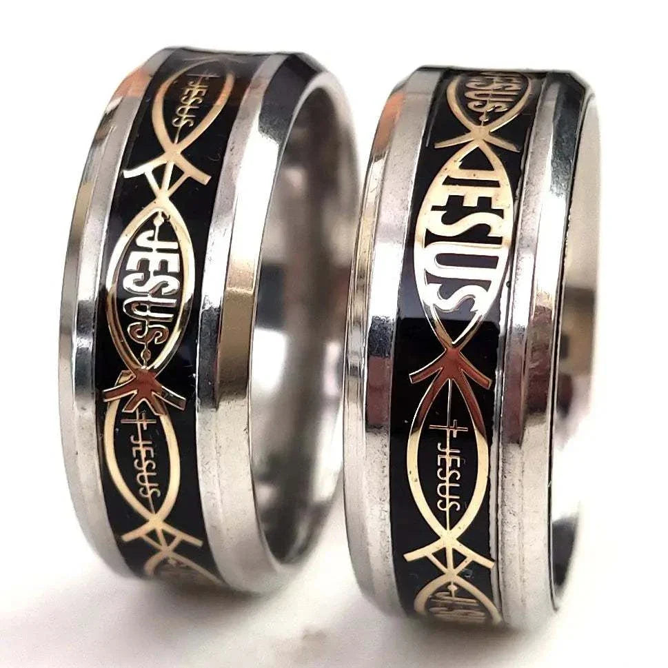 Bulk lots 50pcs Quality Comfort-fit Jesus Fish Stainless Steel Religious Ring 8mm Men Fashion JewelryExpress Global Mart  wedding_engagement_jewelryCompatibility:All CompatibleSurface Width:8mmSetting Type:NoneRings Type:Wedding BandsModel Number:JG072Shape\pattern:LetterStyle:ClassicOccasion:WeddingMaterial:MetBulk lots 50pcs Quality Comfort-fit Jesus Fish Stainless Steel Religiob0d141-b8