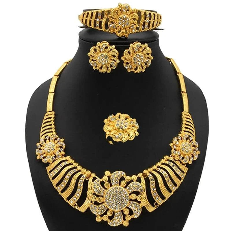 Dubai Golden Jewelry SetExpress Global Mart  wedding_engagement_jewelryProduct Description
Indulge in the elegance and sophistication of the Dubai Golden Jewelry Set. Designed for the modern bride, this exquisite set features a stunningDubai Golden Jewelry SetCartifind