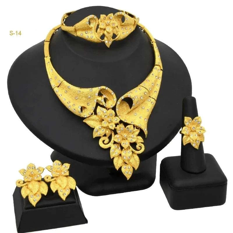 Dubai Golden Jewelry SetExpress Global Mart  wedding_engagement_jewelryProduct Description
Indulge in the elegance and sophistication of the Dubai Golden Jewelry Set. Designed for the modern bride, this exquisite set features a stunningDubai Golden Jewelry SetCartifind