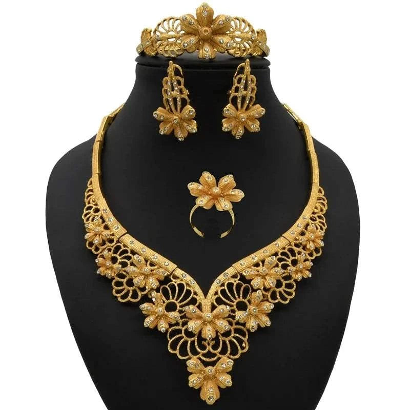 Dubai Golden Jewelry SetExpress Global Mart  wedding_engagement_jewelryProduct Description
Indulge in the elegance and sophistication of the Dubai Golden Jewelry Set. Designed for the modern bride, this exquisite set features a stunningDubai Golden Jewelry SetCartifind