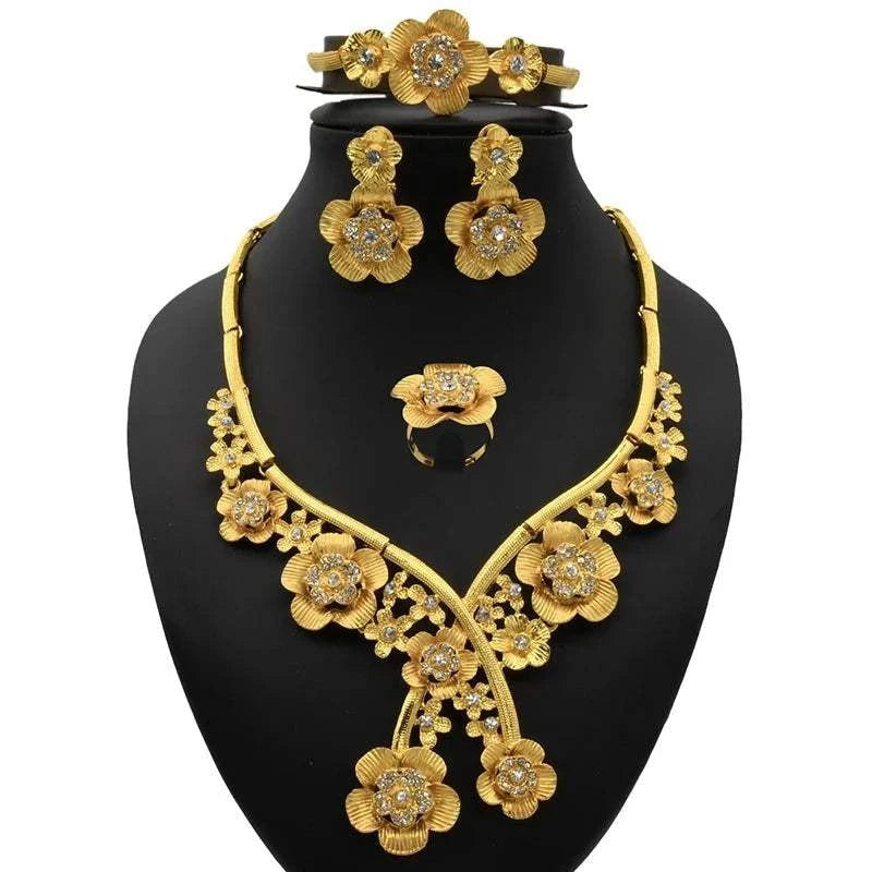 Dubai Golden Jewelry SetExpress Global Mart  wedding_engagement_jewelryProduct Description
Indulge in the elegance and sophistication of the Dubai Golden Jewelry Set. Designed for the modern bride, this exquisite set features a stunningDubai Golden Jewelry SetCartifind