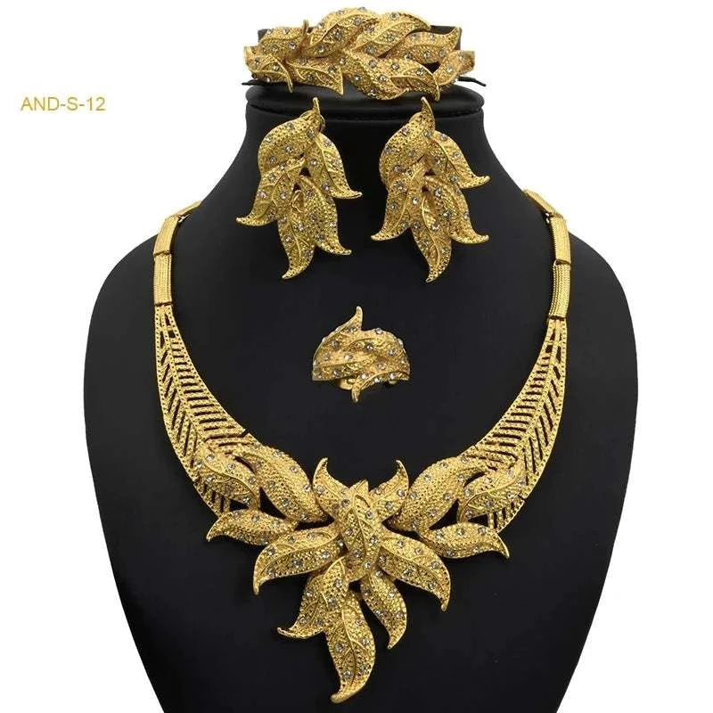 Dubai Golden Jewelry SetExpress Global Mart  wedding_engagement_jewelryProduct Description
Indulge in the elegance and sophistication of the Dubai Golden Jewelry Set. Designed for the modern bride, this exquisite set features a stunningDubai Golden Jewelry SetCartifind