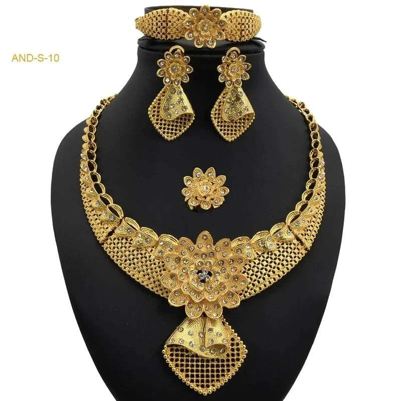 Dubai Golden Jewelry SetExpress Global Mart  wedding_engagement_jewelryProduct Description
Indulge in the elegance and sophistication of the Dubai Golden Jewelry Set. Designed for the modern bride, this exquisite set features a stunningDubai Golden Jewelry SetCartifind