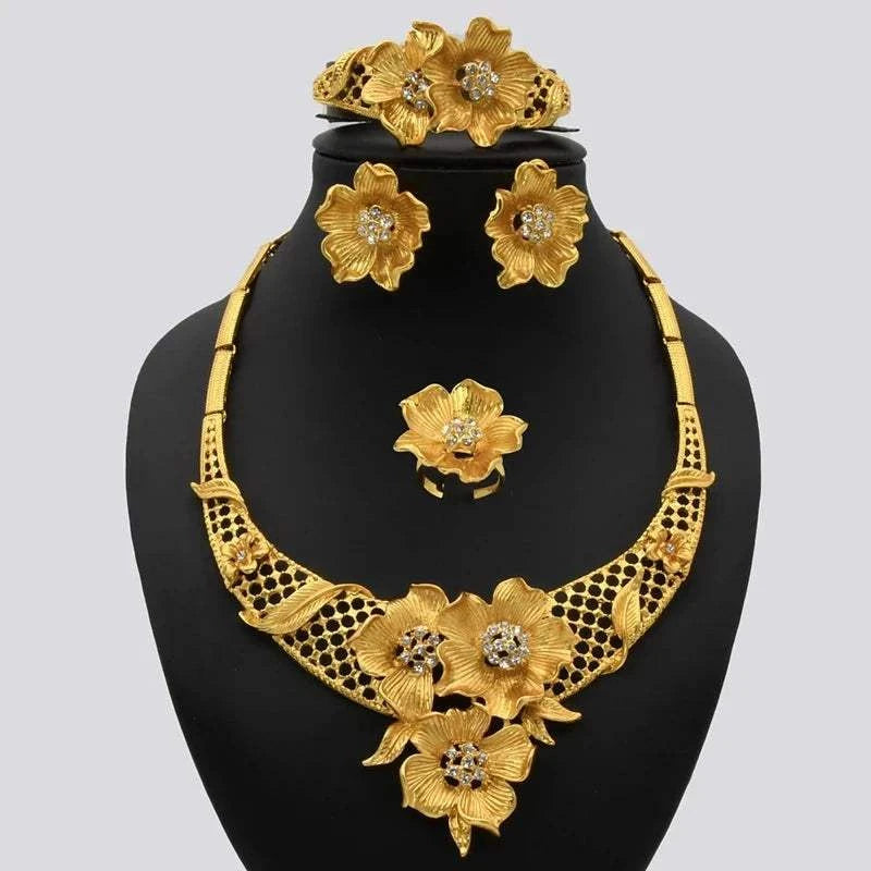 Dubai Golden Jewelry SetExpress Global Mart  wedding_engagement_jewelryProduct Description
Indulge in the elegance and sophistication of the Dubai Golden Jewelry Set. Designed for the modern bride, this exquisite set features a stunningDubai Golden Jewelry SetCartifind