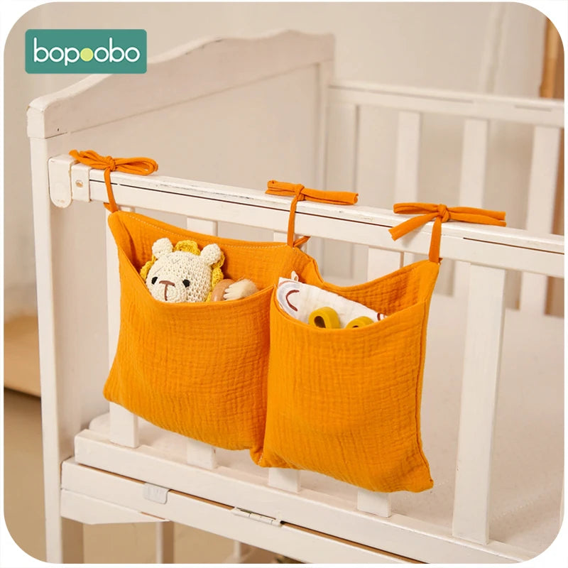 Baby Bedside Storage Bag Baby Crib Organizer Hanging Bag for Baby Essentials Multi-Purpose Newborn Bed Hanging Diaper Toy Tissue