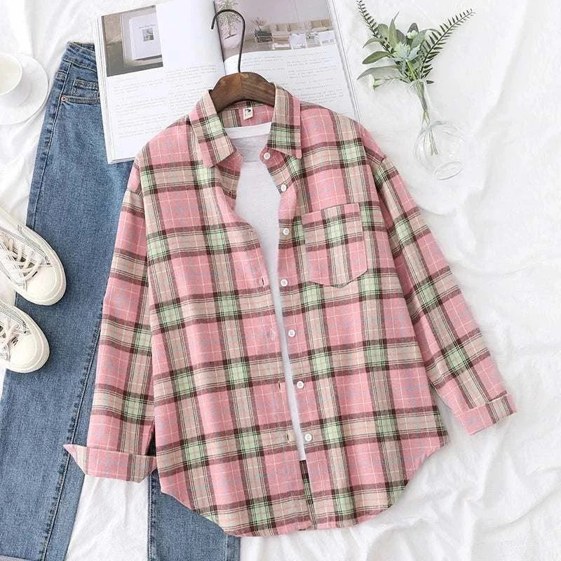 Loose Women’Express Global Mart  Product Description
Add a touch of casual elegance to your wardrobe with the Loose Women’s Plaid Shirt. This versatile shirt is designed with a relaxed fit, making iLoose Women’s Plaid ShirtDSers