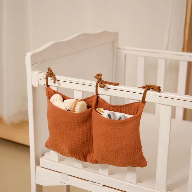 Baby Bedside Storage Bag Baby Crib Organizer Hanging Bag for Baby Essentials Multi-Purpose Newborn Bed Hanging Diaper Toy Tissue