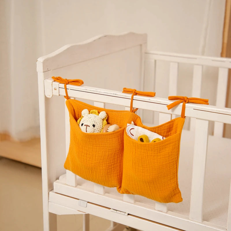 Baby Bedside Storage Bag Baby Crib Organizer Hanging Bag for Baby Essentials Multi-Purpose Newborn Bed Hanging Diaper Toy Tissue