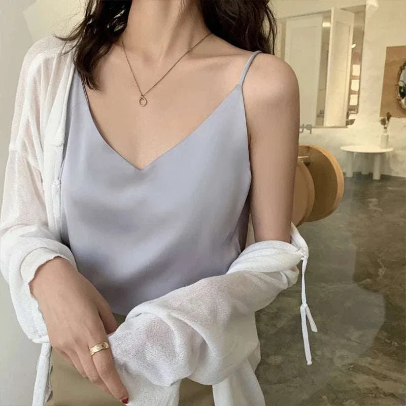 Camis Tank TopExpress Global Mart  Product Description
Elevate your summer wardrobe with the Satin Women's Camis Tank Top. Designed for both comfort and style, this sleek and chic camisole is perfect Satin Women's Camis Tank TopDSers