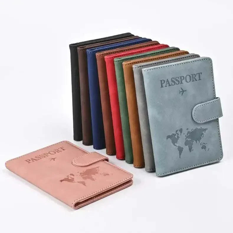 PU Leather Passport and Card Holder in multiple colors, featuring sleek design and practical storage.