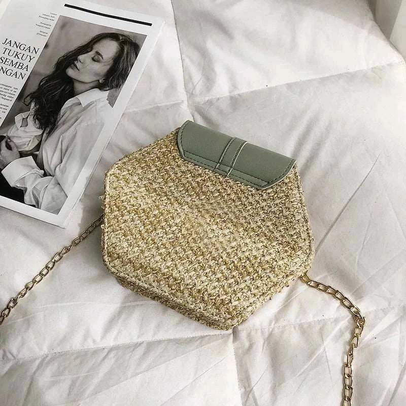 Hexagon Straw BagExpress Global Mart  Product Description
Introducing the Hexagon Straw Bag, an exquisite blend of bohemian charm and modern design. This stunning bag is meticulously crafted from high-quHexagon Straw BagDSers