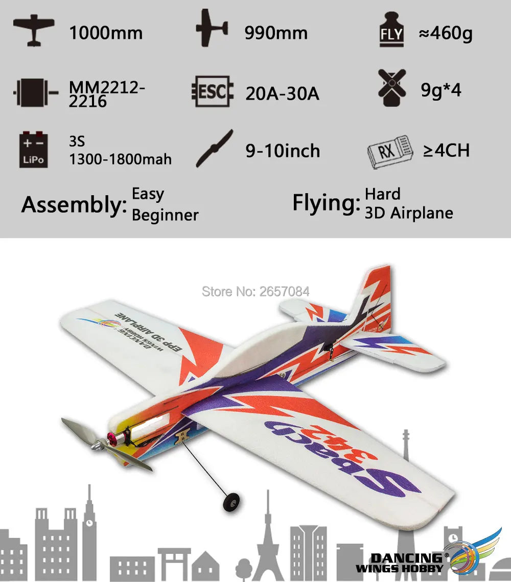 Real Hawk EPP Sbach342 Foam 3D Airplane Wingspan 1000mm Radio Control RC Model Plane Aircraft