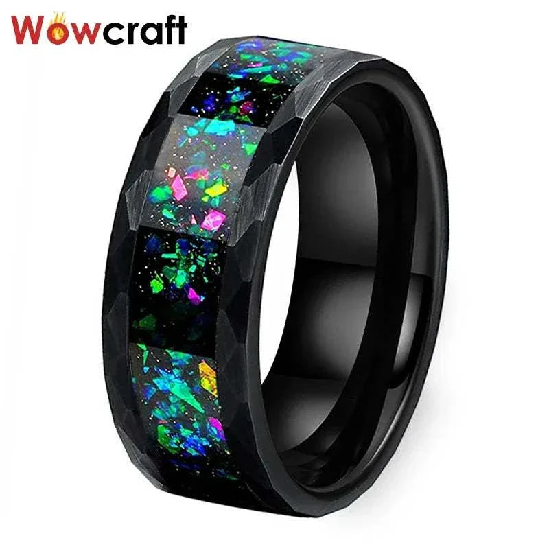 Men Women Wedding Bands Galaxy Crushed Opal inlay Brushed Finish Comfort FitExpress Global Mart  wedding_engagement_jewelryCompatibility:All CompatibleSurface Width:8mmSetting Type:NoneRings Type:Wedding BandsModel Number:OP-001Shape\pattern:RoundStyle:TRENDYOccasion:WEDDINGMaterial:MetaHammered Tungsten Carbide Rings for Men Women Wedding Bands Galaxy Crub0d141-b8