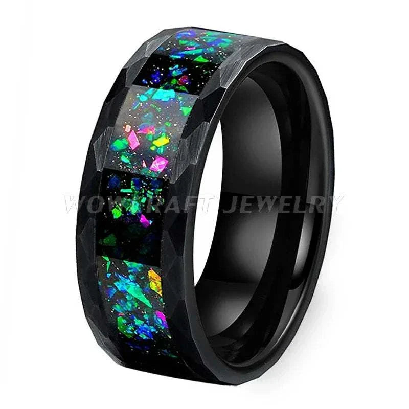 Men Women Wedding Bands Galaxy Crushed Opal inlay Brushed Finish Comfort FitExpress Global Mart  wedding_engagement_jewelryCompatibility:All CompatibleSurface Width:8mmSetting Type:NoneRings Type:Wedding BandsModel Number:OP-001Shape\pattern:RoundStyle:TRENDYOccasion:WEDDINGMaterial:MetaHammered Tungsten Carbide Rings for Men Women Wedding Bands Galaxy Crub0d141-b8