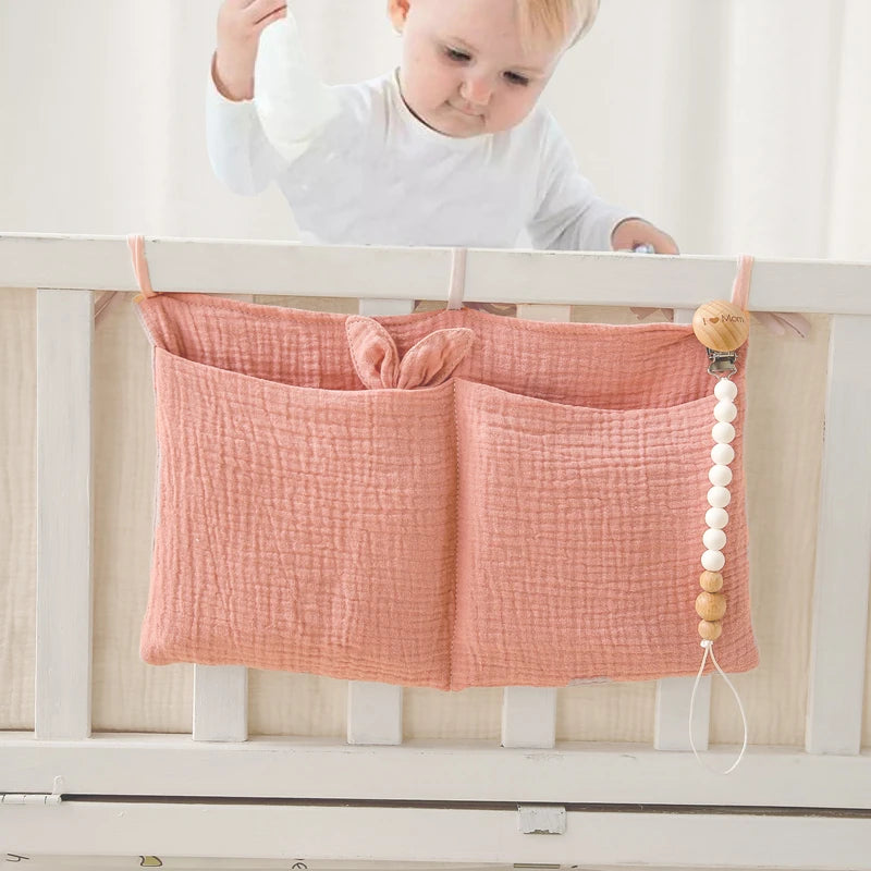 Baby Bedside Storage Bag Baby Crib Organizer Hanging Bag for Baby Essentials Multi-Purpose Newborn Bed Hanging Diaper Toy Tissue