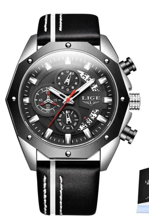 Luxury Silicone Sport Chronograph Watch with sleek design and quartz movement.