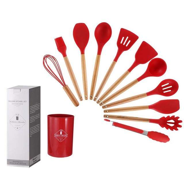 Stick Pot SpatulaExpress Global Mart  Introducing Our 12-Piece Wooden Handle Silicone Kitchen Utensils Set and Handy Storage Bucket: The Ultimate Kitchen Upgrade!
Elevate your cooking experience with ourNon Stick Pot Spatula And SpoonZendrop