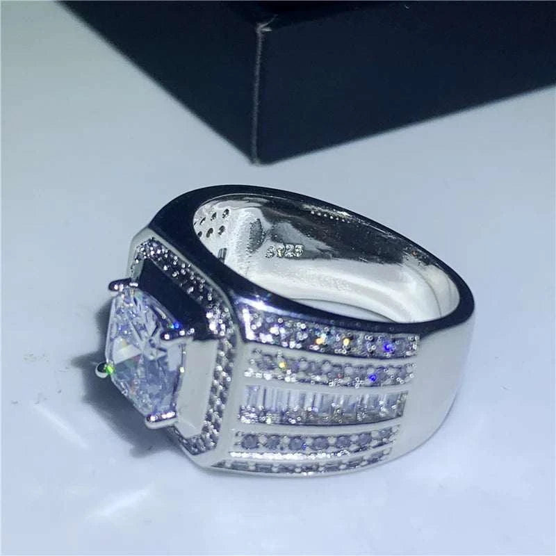 Luxury men ring Silver Color 1ct AAAAA cz stone Engagement Wedding Band RingsExpress Global Mart  wedding_engagement_jewelryCompatibility:All CompatibleFunction:fitness tracker,sleep trackerSetting Type:Prong SettingRings Type:Wedding BandsShape\pattern:IrregularStyle:ClassicOccasion:WeddLuxury men ring Silver Color 1ct AAAAA cz stone Engagement Wedding Banb0d141-b8