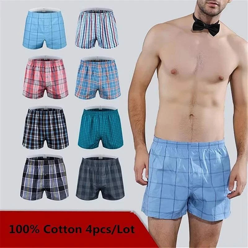 Underwear Loose Boxers Shorts Boxers Man Plaid Arrow PantsExpress Global Mart  customizedHign-concerned Chemical:NoneSexually Suggestive:NoObscene Picture:NoPattern Type:PlaidModel Number:gezisjMaterial:COTTONBrand Name:AMVIBriefs &amp; Boxers:Boxer ShorM-6XL 4PCS Men's Underwear Loose Boxers Shorts Boxers Man Plaid Arrow b0d141-b8