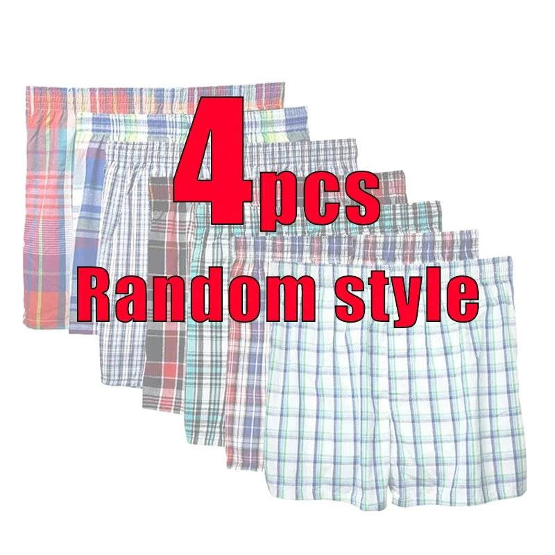 Underwear Loose Boxers Shorts Boxers Man Plaid Arrow PantsExpress Global Mart  customizedHign-concerned Chemical:NoneSexually Suggestive:NoObscene Picture:NoPattern Type:PlaidModel Number:gezisjMaterial:COTTONBrand Name:AMVIBriefs &amp; Boxers:Boxer ShorM-6XL 4PCS Men's Underwear Loose Boxers Shorts Boxers Man Plaid Arrow b0d141-b8